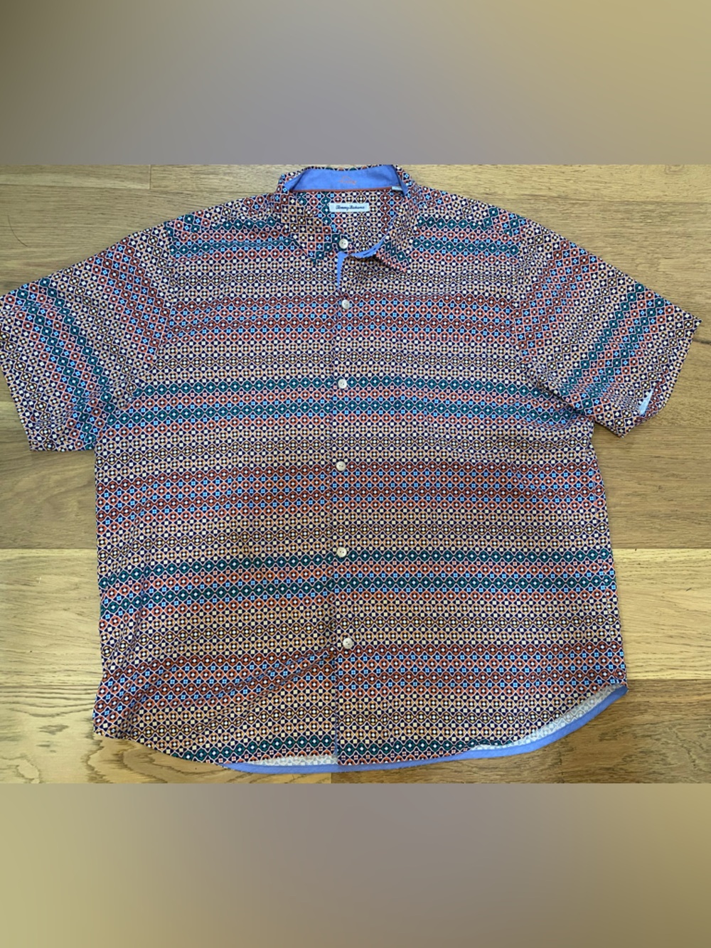 Tommy Bahama Bodega Dunes Tiles Silk Short Sleeve Button-Up Shirt. XXL VGUC